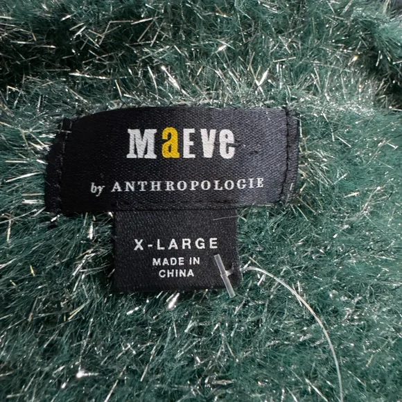Anthropologie Maeve Tinsel Eyelash Sweater Size XL Teal Green - Picture 10 of 13